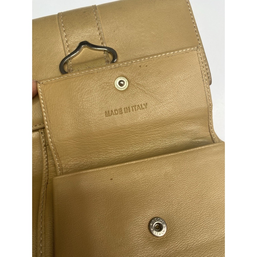 Versus by Versace Women's Beige Brown Wallet Silver Buckle Trifold Leather Y2K - Picture 9 of 13